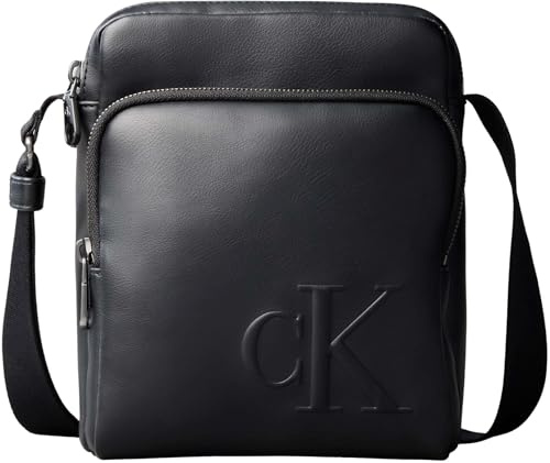 Calvin Klein Herren Crossbody Bag Tasche Bold Pocket Reporter mit Reißverschluss, Schwarz (Black), Einheitsgröße