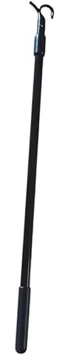 YUETTYY Telescopic Pole for Roof Windows, 30-60cm Aluminum Alloy Window Pole Opener with Hook for Attic, Loft Hatch, and Blinds,Telescopic Curtain Pull Rod (Black)