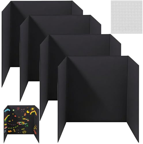 Lot de 4 tableaux d'affichage pliables à trois volets, 61 x 40,6 cm, en carton ondulé léger pour projets scolaires, expositions d'art, présentations professionnelles et foires d'artisanat
