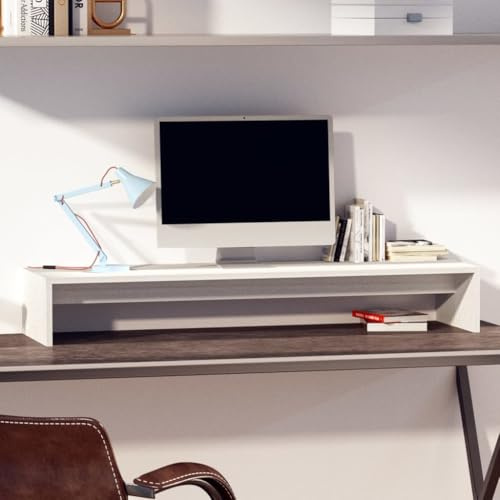 Générique Support de Moniteur Blanc 100x27x15 cm Bois de pin Solide,Appareils électroniques,Accessoires électroniques,Accessoires pour Ordinateurs,Supports pour Ordinateurs,Blanc,3.15 KG,813930