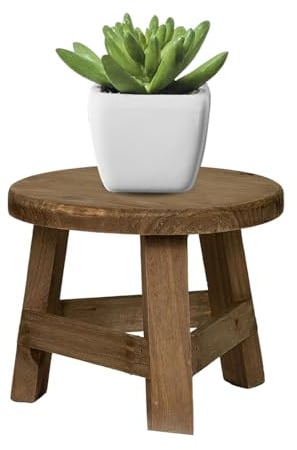 EAZHOP Kleine rund Pflanzenhocker, Holzhocker, kleine Beistelltische, rundes Bonsai-Gestell aus Holz, Garten-Blumentopfständer, Fußbank Tritthocker, Holzhocker Als Ausstellungsständer, Hocker (Braun)