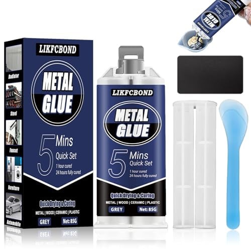 LIKFCBOND Colla per Metalli Extra Forte, 85g Colla Metallo Liquida, Pasta per Saldatura a Freddo, Resistente ai Calore e Impermeabile, Colla Metallica per Saldatura e Riparazione dei Metalli