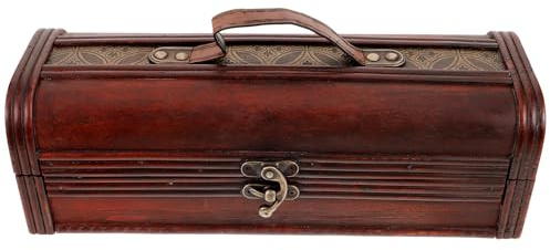 Abaodam Wooden Wine Storage Box Wine Bottle Box Portable Easy to Carry Retro Design Elegant Appearance 13.36x4.72x4.17in Wood Leather Iron for Anniversary Housewarming