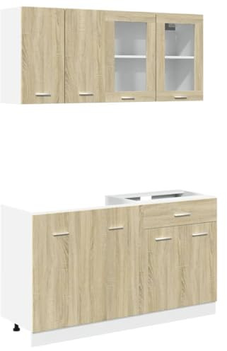 4-teilige Küchenzeile mit Stauraum - Funktionale Küchenzeile mit Stauraum für Geschirr und Elegante für bessere Organisation in Sonoma-Eiche, langlebige aus Holzwerkstoff