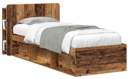 vidaXL Kopfteil Schrank mit Speicher Altholz Holzwerkstoff, Stylischer U-förmiger Holz-Kopfbereich, Multifunktionale Kommode, Moderne Möbel, Organisierer, Stauraumlösung