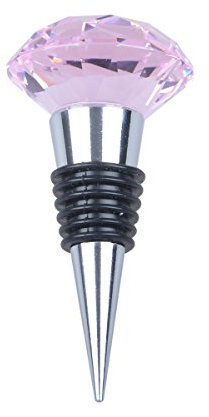 LONGWIN Crystal Glass Wine Bottle Stopper Wedding Favors Pink