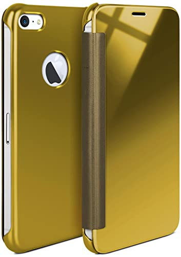 moex iPhone 5S / 5 / iPhone SE | Premium Transparent Mirror Case 360° Full Protection Case Flip Cover - Gold