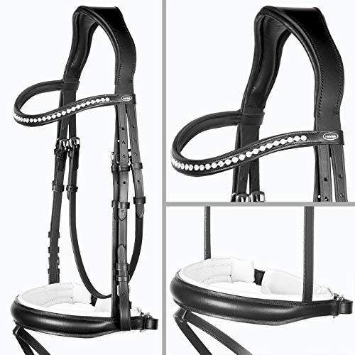 Heinick-Reitsport Trense Soft Selection Schwarz Weiß anatomisch ~ Diamant ~ WB VB Größe Warmblut/Full