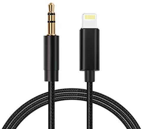 Câble auxiliaire pour iPhone 14/13/12/X/11/8/7 Pro Max Cordon auxiliaire de voiture Lightning Jack 3.5mm Cordon auxiliaire audio de qualité supérieure vers autoradio/haut-parleur/adaptateur casque