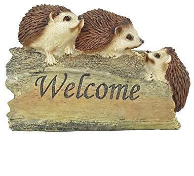 IM Willkommen Schild Igel Gartenfigur Gartendekoration Wald Garten Dekoration Welcome