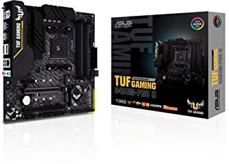 Asus TUF Gaming B450M-Pro II Mainboard Sockel AM4 (mATX, AMD Ryzen, DDR4-Speicher, 2x M.2, USB 3.1 Gen2, Aura Sync, Ai Noise Cancelling Mikrofon)