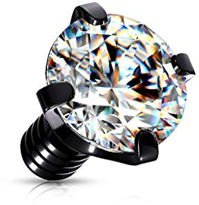 Paula & Fritz® Aufsatz-Dermal Anchor 4 mm Zirkonia schwarz/klar 316L Chirurgenstahl 1,2 mm Gewinde Haut-Anker Skin Diver Implantat Kugel