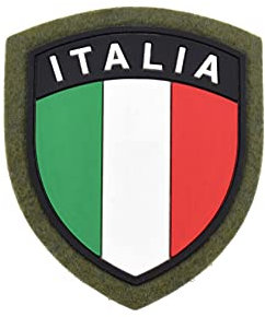 LA PATCHERIA Patch Scudetto Italia 6x7cm - Patch 100% Gomma con Velcro®originale Velcro® Brand Hook Cucito sul Retro, per Decorare Giacche, Zaini, Uniformi