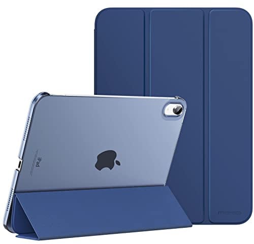 MoKo Hülle für iPad (A16) 11. Generation 11 Zoll 2025, iPad 10. Generation 10,9 Zoll 2022, Schlanke Stand Schutzhülle mit Hart PC Transparent Rückseite, Unterstützt Touch ID, Marineblau