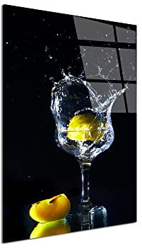 DECLINA, Cadre photo plexi, impression sur verre acrylique, tableau cuisine, Tableau plexiglass photo tranches d'agrumes, 30x50 cm