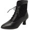 COOLCEPT Donna Vintage Victorian Stivali Cordoncino Polacchine Almond Toe Black Numero 39