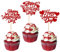 Xsstarmi 30 Pack Happy Valentine's Day Cupcake Toppers Glitter Love Heart Cupcake Picks for Valentine's Day Theme Wedding Engagement Valentine Party Cake Decorations Supplies Red