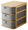 AD.CON Bambus Organizer, Schubladenbox Ordnungssystem, Aufbewahrungsbox mit 3 Schubladen und 3 Ebenen, Grau