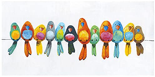 GEMMII Leinwandbild XXL - Niedliche Hockende kleine Vögel Leinwand Wandkunst für Wohnzimmer Poster Drucke Wandbilder Modernes Kinderzimmer 40x120cm Rahmenlos