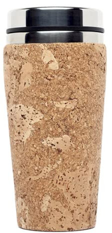 To Go Becher aus Edelstahl mit Kork-Mantel | Thermo-Becher für Coffee to go | 450ml | Kaffee zum Mitnehmen