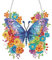 5D DIY Diamond Painting Girlande Kranz Diamant Painting Anhänger mit Kette, Diamant Malerei Türkranz Vogelkäfig Blumen Deko Tür Fenster Deko DIY Geschenk (Schmetterling 02)