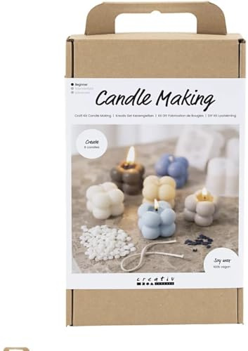 Creativ Bastelset Kerzenherstellung, warmes Beige, Creme, Hellblau, Sojakerzen, 1 Packung