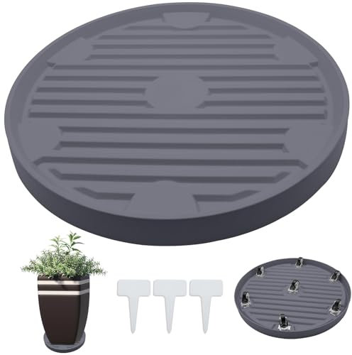 FANWINKJ Sottovaso per Piante con 7 Ruote, 37-40CM, capacità di carico di 120 kg, Utilizzabile in Tutte Le Condizioni atmosferiche all'Interno, di Grandi Dimensioni per vasi e Piante Pesanti (Grigio)