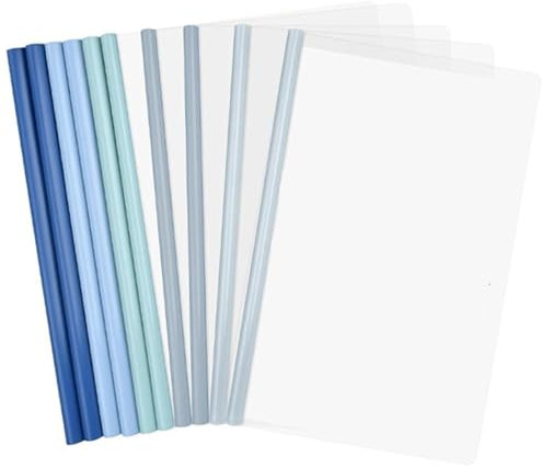 10 Stück A4 Sliding Bar Binder, Transparente Schiebe Ordner, A4 Transparente Dokumentenordner, Ordnerschieber,Bericht Abdeckungen Ordner (Dunkles Farbschema)