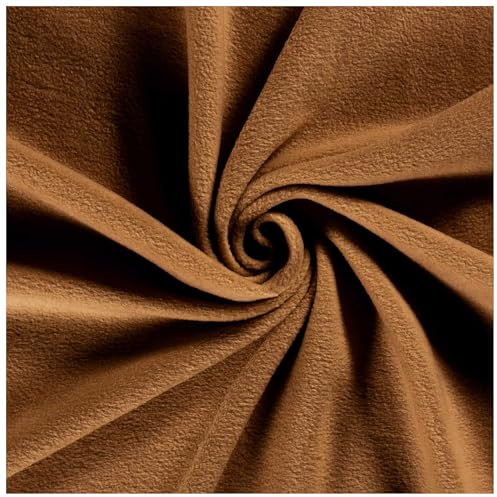 Fleecestoff Vliesstoff Fleece Stoff 50 Farben Zuschnitt ab 0,5m Meterware am Stück, Farbe:Nussbaum