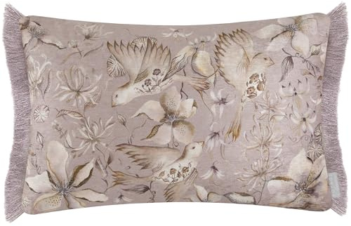 Voyage Maison Floella Feather Filled Cushion – Watercolour Floral Damask Bird Botanical Décor (Viola - 40x60cm)