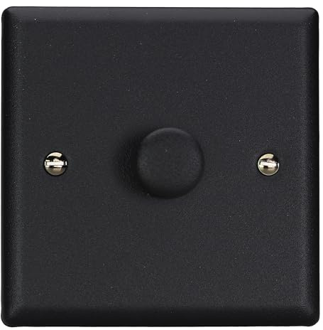 Varilight Single V-Com Rotary 2-Way LED Dimmer 1 x 0-100W - Urban Matt Black With Matt Black Knob, KYP101.MB