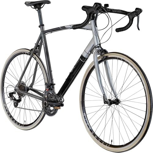 Galano Vuelta STI Rennrad für Damen und Herren ab 150 cm, 28 Zoll mit 14 Fach Fahrrad Schaltung Road Bike, Pedale mit Pedalhaken, Rennfahrrad mit schmalen Reifen (Silber, 62 cm)