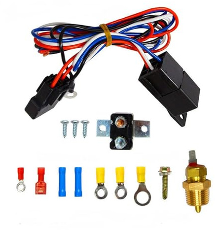 Adjustable Electric 12V Radiator Fan Thermostat Control Relay Wire Harness Kit Car Truck Spare Parts Professional Car Cadiator Fan Kit Electrical Temperature Sensor Cooling Kit Automotive