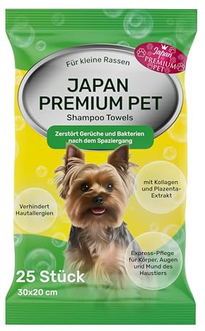Katzenshampoo Handtuch (25 St) & Tränenflecken Wipes (35 St) & Japan Premium Katzen & Hunde Shampoo (250 ml) | Trockenshampoo Tücher, Augenpflege Finger-Pads & Feuchtigkeitsshampoo für glänzendes Fell