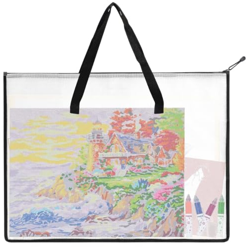 Ritmapp A2 konstmapp med dragkedja handtag, konstmapp A2 | Samlingsmapp A2 stor kapacitet 64,5 x 48 cm, A2-samlarmapp vattentät, för konstverk, affischer, dokument, skola och kontor