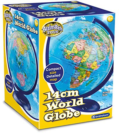 Brainstorm Toys Kids 14cm Desktop World Globe – Rotating Globe with Detailed Map of World’s Countries, Educational Geography Tool for Children