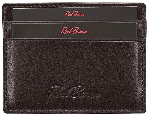 Red Baron Herren Kreditkarten-Etui aus echtem Leder Braun - Echtes Büffelleder Klassisches Desgin RB-CC-001-04