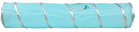 Katzentunnel Katzenspielzeug Spieltunnel, 47,2 inch Faltbare Cat Crinkle Tunnel mit einem Loch und Ball für Kätzchen spielen Spaß Training Katze Interaktives Spielzeug(Blau)
