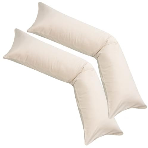 PremiumShop321 2er-Set Jersey Qualitäts Kissenbezug Kissenhülle für Seitenschläferkissen 100% Baumwolle mit Reißverschluss in 18 Farben (leinen, 40x200 cm)