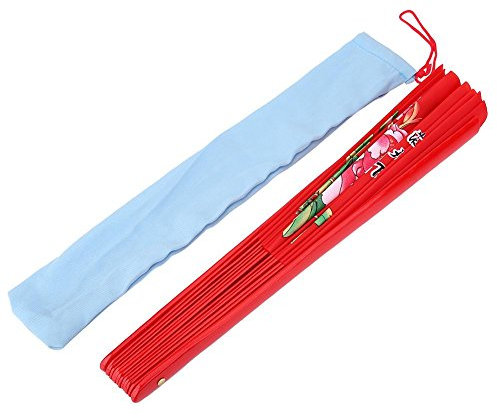 Eventail en Chinois Éventail Pliant Ventilateur à Main Arts Martiaux Chinois Traditionnel de Tai Chi Kung Fu Eventails de Danse pour de Fête Décoration(Rouge)