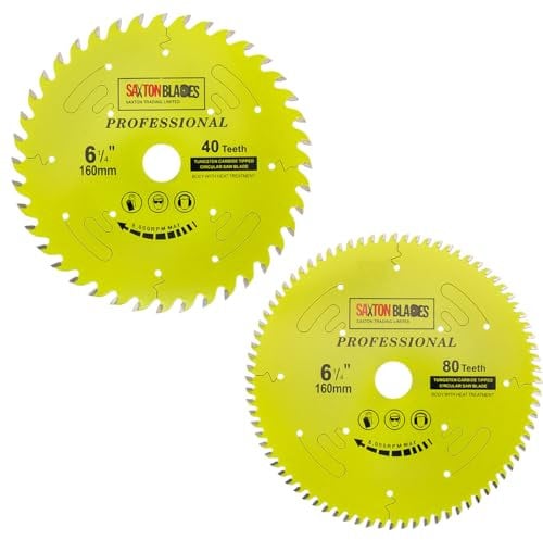 TCT160MXAPRO Saxton Professional Range TCT Circular Saw Blade 160mm 40 and 80T x 20mm Bore, 16mm Ring Compatible with Festool TS55 Bosch Makita Dewalt etc (Pack A)