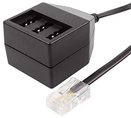 ecabo Modular Kabel – Adapter/Splitter/Telefonkabel/Netzwerkkabel – RJ45 auf TAE NFN – Wester-Stecker/Buchse – 4-adrig – für Router, Modem, Fax, Telefon – schwarz – 0,2m
