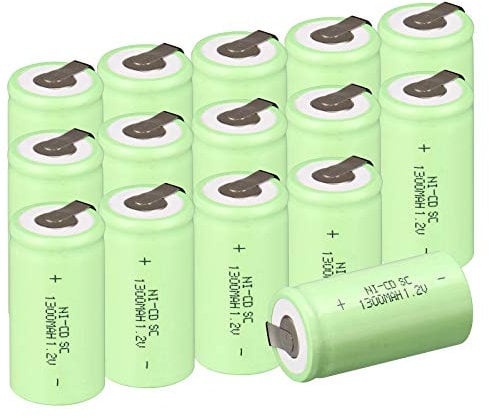 Anmas Power 15-Pack Green Ni-Cd Sub C SC Rechargeable Batteries 1300mAh 1.2V with Solder Tabs for Power Tools