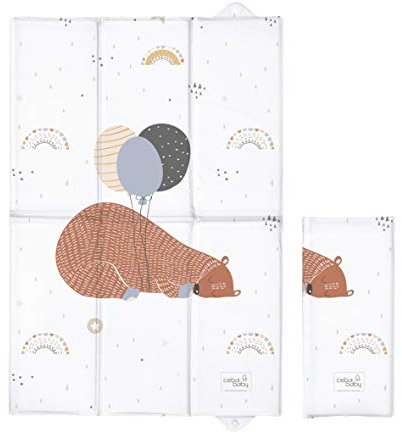 Ceba Baby Tragbare Baby Wickelauflage Wickelunterlage für Unterwegs waschbar 60x40 cm - Bär