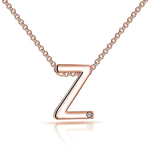Philip Jones Rose Gold Plated Initial Necklace Letter Z Created with Zircondia® Crystals