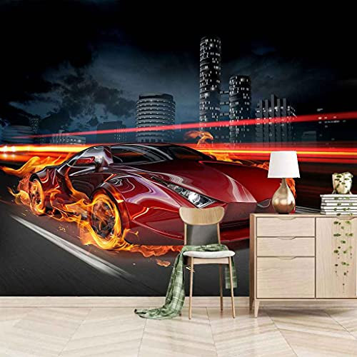 QMWZZV Papier Peint Panoramique 3D Photo Murales Supercar Rouge Peinture Murale Auto-adhésif Toile Geant Poster 250x175 cm Pour Salon Chambre Ados Chambre de Bébé Décoration Murale