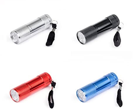 Invero 4 Pack Super-Bright Mini 9 LED Bulb Pocket Torches - Small Keyring Torch Flashlight for Camping, Hiking, DIY, Travelling, Outdoors and More