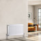 WarmeHaus Modern White Horizontal Compact Type 22 Double Panel Convector Radiator H400 x W600mm + Pair of Angled Radiator Valves Chrome