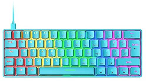 HMTE Clavier de Jeu mécanique Vert/Rouge 62 Touches Clavier de Jeu Filaire USB avec 18 PC de Bureau à Effet Lumineux RVB (Couleur : Blanc, Taille : A) (Bleu A)