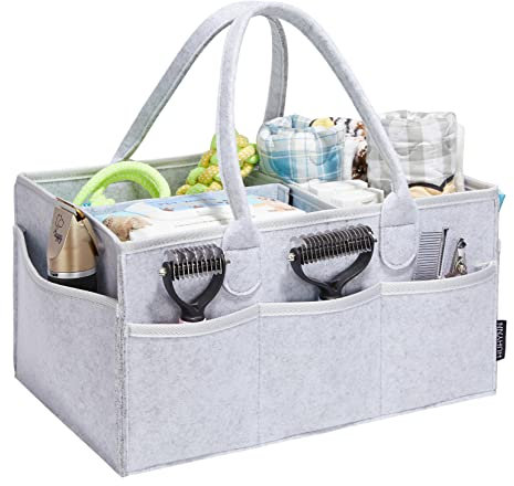 HUHYNN Haustierpflegetasche, Organizer für Hundepflege, Reisen im Freien (nur Tasche) (Silbergrau)